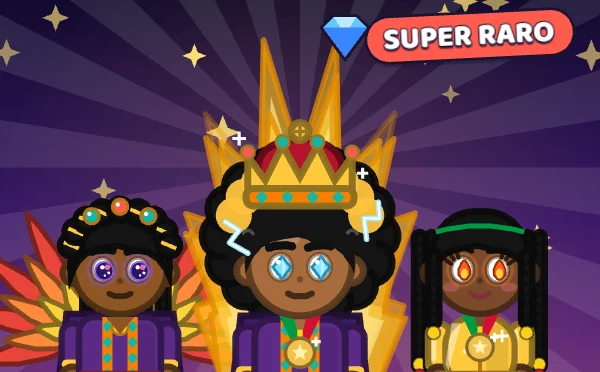 Bonecos com peças super raras: coroa, manto e aura dourada